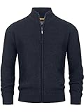 Indicode Herren INLayton Strickjacke mit Stehkragen und Reißverschluss | Cardigan Feinstrickjacke für Männer Navy, L