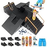 CS COSDDI Finger Skateboard und Rampe Zubehör Set, Fingerboard Skate Park Spielzeug Set, DIY Montage Skate Park Kit Fingerspielzeug Mit Rampe Parks Für Fingersportarten, Geschenk Für Kinder