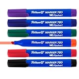 Pelikan Flipchart Marker 720, Set mit 6 Farben, mit Keilspitze ca. 2,0 - 5,0 mm Linienbreite, lange Lebensdauer, hohe Qualität