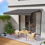 HOMEDEMO Gelenkarmmarkise Markise mit Handkurbel, 300x250cm, Anthrazit, Sonnenmarkise Terrassenmarkise Winkel Einstellung(5-60°), Balkon Markisen mit Wasserdichter Beschichtung inkl. Wandhalterung