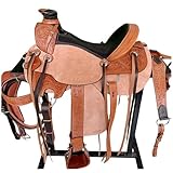 Manaal Enterprises Premium Ledersattel für Pferde, Watbaum, Westernleder, Ranch-Seil, Arbeitspferd, Sattel, Ledersattel, 45,7 cm Sitz
