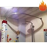 SIKAIQI Dehnbare 304 Edelstahl L-Form Bad Badewanne Eck-Duschvorhangstange ohne Bohren, f¨¹r Badezimmer, Bekleidungsgesch?ft, Privatraum (90-130 cm x 90-130 cm)
