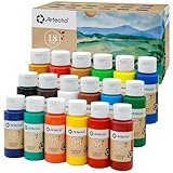 Artecho Acrylfarben Set 18x59 ml, Acrylic Paint Set, Wasserfest und Lichtecht, Schnell Trocknend, ideal für Leinwand, Papier und Stoffe.