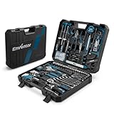 ENVENTOR Werkzeugkoffer Gefüllt 280 tlg - Haushalts Werkzeug-Set, Werkzeugkasten mit Schraubendreher Set, Hammer, Zange und Ratsche Steckschlüsselsatz, Werkzeugkiste für Haushalt DIY, Autos, Garage