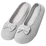 iNszkoos Damen Frottee Baumwolle Ballerina Hausschuhe Yoga Geschlossene Ballerina Slippers Pantoffel Leicht Hefterzufuhren Zuhause Schlafzimmer Wohnzimmer Büro-Hausschuhe(Grau,39-40)