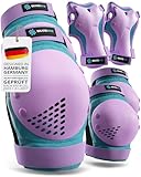 SKATEWIZ Protektoren Kinder - Knieschoner Kinder - Schoner Inliner Knieschützer - Schützer Inliner - Knie und Ellenbogenschützer - Schlittschuhe - SMASH Größe S Blau Violett