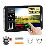 Desview R6 Kamera Field Monitor Touchscreen, 5,5 Zoll 2800 Nits Ultrahohe Helligkeit 4K HDMI mit 3D LUT HDR RGB Wellenform Histogramm Falschfarben Video Peaking Focus Assist für DSLR