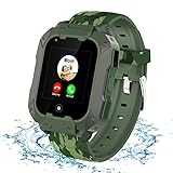 OKYUK 4G Kinder Smart Watch – Jungen Mädchen wasserdichte Armbanduhr mit GPS-Tracker, 2-Wege-Anrufstimme & Video-Chat SOS WiFi, modische Smartwatch für Studenten Geburtstag (Grün T28)