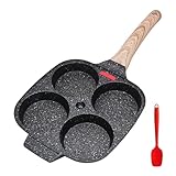 Bobikuke Spiegeleipfanne, Pancake Pfanne 4 Loch Augenpfanne Antihaft-Aluminium Pfanne für Frühstück Spiegelei Hamburger, für Induktionsherd & Gasherd (Schwarz)