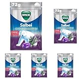 WICK Salbei Hustenbonbons mit kühlendem Menthol, ohne Zucker - 5er Pack (1 x 72 g)