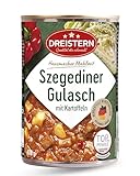 DREISTERN Szegediner Gulasch 400g I Mit Kartoffeln & Sauerkraut I Herzhaftes Fertiggericht in recyclebarer Konservendose I Lange Haltbarkeit dank natürlicher Konservierung I Hausmacher Qualität