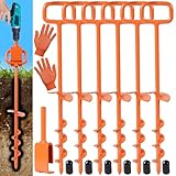 16In Tent Stakes, Ground Anchors Screw In, with 1PCS Tent Stakes Heavy Duty Adapter, for Screw Ground Anchors, Tree Straightening Kit, Anchors Tent, Mobile Home Anchors (Size : 6PCS)