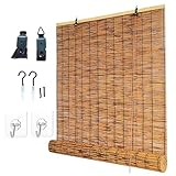 Bambusrollo Sonnenschutz Sichtschutz Bambus Rollo für Pavillon Terrasse Veranda Balkon, Retro Raffrollos Bambus 40 60 80 90 100 120 140 150 160 180cm Wetterfest
