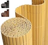 Homewit PVC Sichtschutzmatte 80x300 cm, Sichtschutz Garten Balkon Windschutz Terrasse Sichtschutzzaun Balkonverkleidung Zaunblende Wetterfest Gartenzaun Bambus