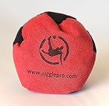 Juggle Pro Hacky Sack Footbag mit 2 Paneelen – Modell RED Turtle – FUSSJONGLIEREN - Hergestellt aus Ultra Wildleder (Amara) Kunststoffgewebe, Gefüllt mit EPS-Kunststoffpaletten, Handgenäht