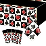 4 Stück Casino Tischdecken, Schwarze Poker Tischdecke rechteckig Spielen Karte Tischdecke für Casino-Thema Party Dekorationen Poker Spiel Geburtstag Zubehör