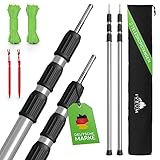 IVEUM Robuste Sonnensegel Stangen – [2er Set] Zeltstangen inkl. Heringe, Schnüre und Tasche – Sonnensegel Teleskopstangen – Tarpstangen für Tarp…