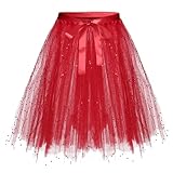 Tüllrock Karneval Damen, Ballett Tüllrock Petticoat Unterrock, 50er Vintage Ballet Elastisch Tanzrock Tanzkleid Ballkleid Kurz Elastisch Balletrock Für Damen Teenager Party Halloween-Kostüme