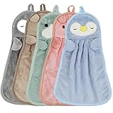 DOULEIN Kinder Hand Handtuch,5 Stück Tier Kinderhandtuch Set Mikrofaser Absorbierende Handtücher Hängenden Schnell Trocknend Saugfähige Waschlappen für Küchen und Badezimmer