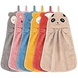 Tatuo 6 Stück Kinder Handtuch Tier Kinderhandtuch Set Mikrofaser Handtuchset Schnell Trocknende Waschlappen mit Aufhängeöse Baby Badetuch Duschtuch für Küche und Badezimmer Heim und Kindergarten