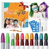 16 Farben Schminkstifte Kit, Abwaschbare Kinderschminke Set, Gesichtsfarben, Sicher & Hautfreundlich, Halloween Schminke für Geburtstag, Kindertag, Halloween und Weihnachten, Geschenk für Kinder