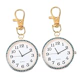 VALICLUD 2St Taschenuhr Fingerringe für Männer Schlüsselanhänger sehen Süße Uhr Kinder Halskette Kette Damenkette heeloween Armbanduhr Kinder Rhinestones die Uhr Watch Zinklegierung Golden