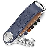 sølmo I Premium Key Schlüssel Organizer Schlüsselanhänger aus Leder inkl. Flaschenöffner und Öse für Autoschlüssel I Schlüsselorganizor, Schlüsselorganisierer, Schlüsselbund für Damen & Herren, Blau