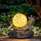 FLOWood Gartenfiguren Deko für Außenbereich, Terrasse und Balkon Solar Schnecke Statue mit LED-Licht, wetterfest für draußen, Weihnachten und Geburtstag, Decoration.