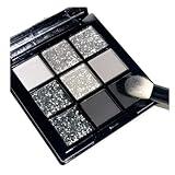 9 Farben Braune Lidschatten Palette, Glitzer Lidschatten Matt Schimmer Natürlich Langanhaltend Wasserdicht Hoch Pigmentiert Smokey Eyeshadow Palette Für Frauen Augen Make-up (Black Gray)