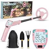 Metalldetektor Kinder, Diealles Shine Metalldetektor Für Kinder Mit LCD-Display, Verstellbarem Stiel Und Wasserdichter Suchspule, Metalldetektor Mit Schaufel Rechen(Rosa)