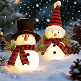 Weihnachtsdeko Schneemann Figuren mit LED Licht Weihnachten Schneemann Figuren Wichtel Weihnachten Deko für Tischdeko Weihnachtsdeko Innen Geschenke Kamin Büro Zimmer