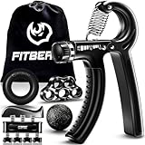 FitBeast Hand Grip Musculation Avant Bras - Pack de 5, Poignet Musculation Ajustable, Grip Musculation Main, Étireur de Doigts, Anneau d'exercice et Balle Anti-Stress