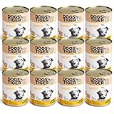 Dogs’n Tiger Adult Premium Nassfutter für Hunde, Mahlzeit, Hunde Nassfutter, tiergerechte Rezeptur mit 67% Fleischanteil an Huhn, Leinsamenöl & Kräuter – ohne Zucker & künstliche Aromen, 12x 800g