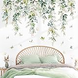 wondever Wandtattoo Hängende Grüne Blätter Wandaufkleber Pflanzen Hängend Rebe Blumen Wandsticker Wanddeko für Schlafzimmer Wohnzimmer Klassenzimmer Büro