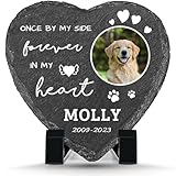 WOWTIFY Personalisierter Gedenkstein für Hunde, 20,3 x 20,3 cm, individuelles Herz-Gedenkgeschenk für den Verlust von Hund und Katze, personalisierbarer Gartenstein, Grabmarkierungen, Grabstein für