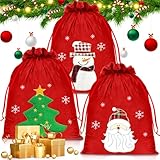 ZPQAODI Weihnachtsmann Sack 3 Stück Weihnachtssack Geschenksack Weihnachten,Rot Nikolaussack Geschenktüten,Nikolaus Sack,Weihnachtsmann Geschenkesack für Weihnachtsdekoration- drei Muster