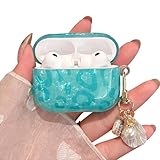 PHOEACC für AirPod Pro 3 Hülle 2025 Cute Luxus Leoparden Muster Marmor Schutzhülle mit Perlenschale Schlüsselanhänger Kompatibel mit AirPods Pro 3 Case für Mädchen und Frauen (Blau)