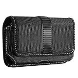 MoKo Horizontal Handy Holster Kompatibel mit iPhone 14/14 Plus/Pro/Max, iPhone SE 3/13 Pro/13/12 Pro, Galaxy S21/S10, Nylon Handy Tasche Schutzhülle mit Gürtelclip Hüftentasche Gürteltasche, Schwarz