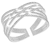 Suyi Strass-Armband für Frauen Silber Multilayer Manschettenarmband Craystal Braidal Armbänder Silver 1