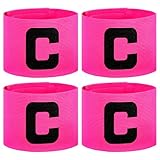 Xthrotsenk 4 Stück Kapitänsbinde Captain Play Fußball Armbinde Verstellbare Kapitansbind Elastic Kapitäns Armbinden für Basketballspieler Viele Sportarten Training, Pinke