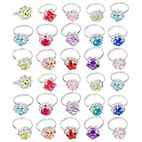 GTYHH 30 Farbige Diamantringe, Farbige Diamantringe Imitierter Kristall, Verstellbare Partyringe, Partyringe, Mädchen- Und Kinderringe