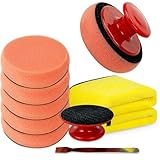6stk Polierschwamm Auto Set, 90mm Polierset mit Rutschfestem Griff, Polieren Lammwolle Schwamm, Auto Schwämme Pads Polieraufsatz, Polierauflage, für Polieren Waschen, mit Handtuch zum Polieren Schaber