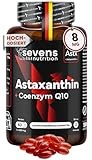 Astaxanthin hochdosiert 8 mg + Coenzym Q10 – Premiumrohstoff AstaPure® aus Mikroalge Haematococcus pluvialis – 60 Softgel Kapseln mit nativem Olivenöl – rein natürlich – Sevens