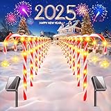 KOOPER 2X12 Pack Zuckerstangen Weihnachtsdeko Aussen, 144LED Solarlampen für Außen Garten Mit 8 Modi, IP65 Wasserdicht Solar Weihnachtsbeleuchtung Außen für Rasen Terrasse Garten