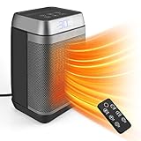 Nigecue Heizlüfter Energiesparend 1500W mit Fernbedienung, 3 Modi PTC Keramikheizung 70° Oszillierende Elektrische Heizung mit Thermostat, 1-12H Timer, LCD-Display, Überhitzungs- und Kippschutz