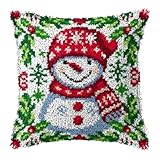 YOOTOM Knüpfhaken Kissen Kits für Kinder,DIY Knüpfteppich Zum Selber Knüpf-Sets Kissenbezug Teppich Stickerei Set,Christmas Latch Hook Kits 43x43cm