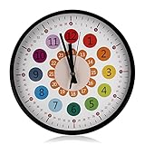 Rhitchy Wanduhr Kinder Jungen Mädchen: Kinderwanduhr Ohne Tickgeräusche, Wanduhr zum Lernen Kinderlernuhr Bunt mit Lautlosem Uhrwerk für Kinderzimmer Schlafzimmer Küche Wohnzimmer 12'
