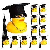 Zuasdvnk Kleine Abschluss-Enten, kleine Gummienten zum Abschluss - 12 Badewannenspielzeuge | Badespielzeug, Badeente mit Hut und Abschlussbrille, Klassenzimmer, Dekoration