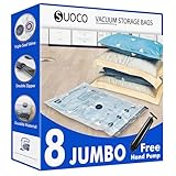Vakuumbeutel für Kleidung 8 Jumbo（100×70 cm） Vakuumierbeutel Aufbewahrungsbeutel mit Luftdichtem Ventil und Handpumpe Kompressionsbeutel für Kleidung,Bettdecken,Bettwäsche,Kissen