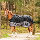 SUNRIDE Winterdecke 100g für Pferde (Stockholm) - mit Unterdecken kombinierbar - wasserdicht - 3.000mm Wassersäule - extrem atmungsaktiv - 1200D - schwarz (145 cm)